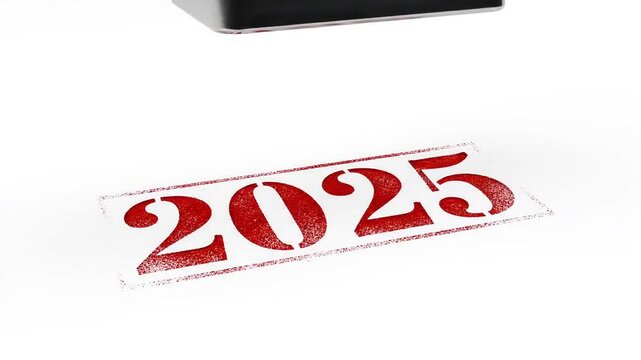 New year stamped with red ink for 2025, symbolizing a fresh start and future planning.