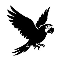 Obraz premium Parrot silhouette standing with wings slightly open, balanced pose in clean black vector style.