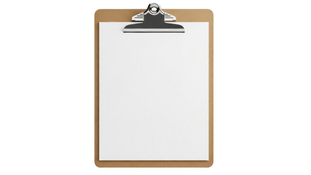 Clipboard with blank paper isolated PNG, office supply for notes and documents on transparent background