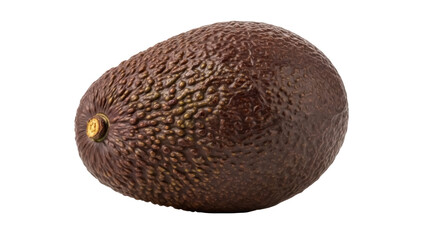 Ripe hass avocado isolated PNG, dark brown fruit with bumpy skin on transparent background, healthy eating and vegan diet ingredient