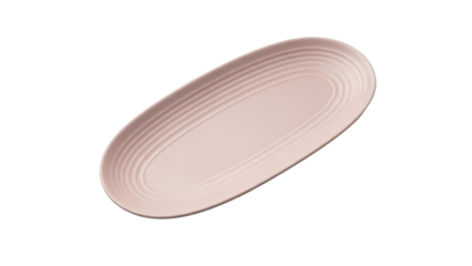 Pale pink oval plate isolated PNG on transparent background, minimalist serving dish for food presentation and elegant table setting