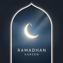 Crescent Moon Illuminated within an Ornate Archway on a Dark Background