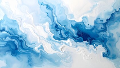 Abstract blue and white painting with swirling water-like patternsabstract, painting, blue, white, swirl, fluid, dynamic, motion, energy, waves, water, artistic, visual, textured, brushstrokes, compos