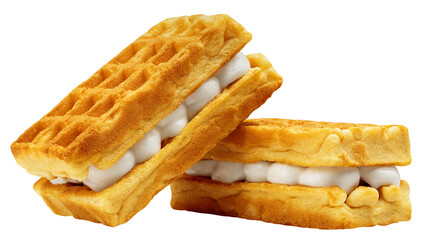 Viennese Waffle with cream isolated, full depth of field