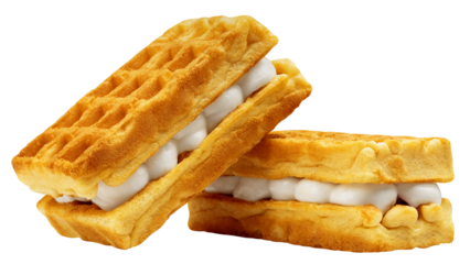 Viennese Waffle with cream isolated, full depth of field