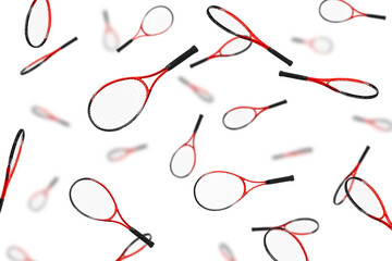 Falling Tennis racket isolated, selective focus