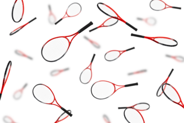 Falling Tennis racket isolated, selective focus