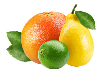 citrus mix, orange, lemon, lime, grapefruit, isolated, full depth of field