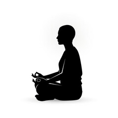 Silhouette of a man sitting in lotus position meditating in yoga