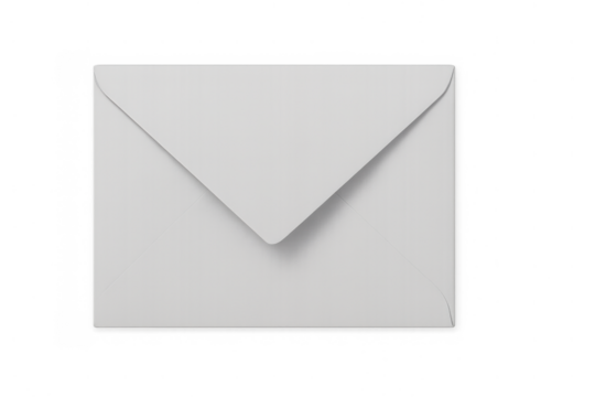 White envelope with a closed back flap, representing mail, messaging, and communication, transparent background - Powered by Adobe