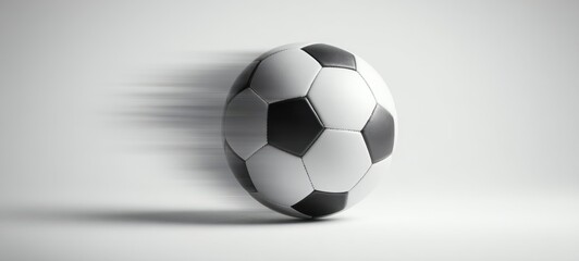 The Soccer Ball in Motion with Blur on a White Background