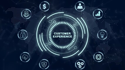 Business, Technology, Internet and network concept. Technology future. virtual display button: Customer Experience. 3d illustration