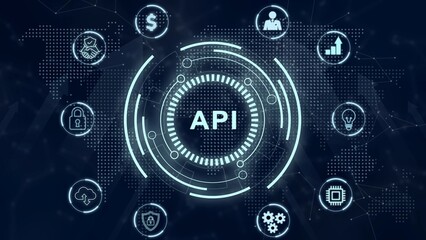 API - Application Programming Interface. Software development tool. Business, modern technology, internet and networking concept. 3d illustration