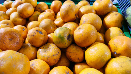 Close up Orange fruit in the market