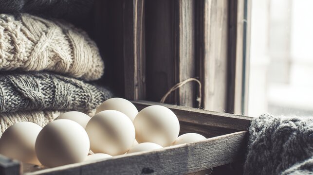camphor. White camphor balls placed inside an antique wooden wardrobe with folded clothing. menu design, packaging mockups, designed for food delivery and cloud-kitchen brand materials.