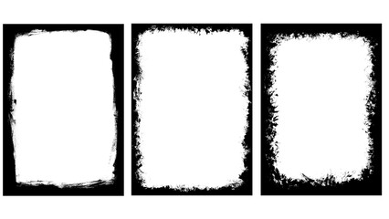 black stroke grunge border frame empty background picture template