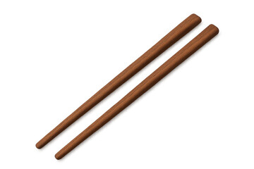 Wooden chopsticks offering a pair of utensils for enjoying asian cuisine and a variety of dishes with a clear background