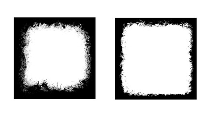 Rectangular grunge frame. Square window with uneven scratched borders. Retro style vignette.
