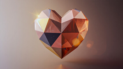 Faceted 3D heart with metallic finish