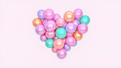 Pastel heart balloon arrangement with copy space