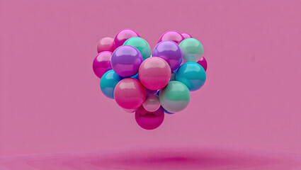 Ethereal heart balloons with pastel backdrop