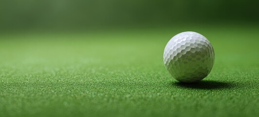 The Golf Ball Resting on a Vibrant Putting Green with Soft Bokeh Background