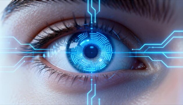 detailed 3d render of human eye iris scan for biometric security perfect for data privacy day
