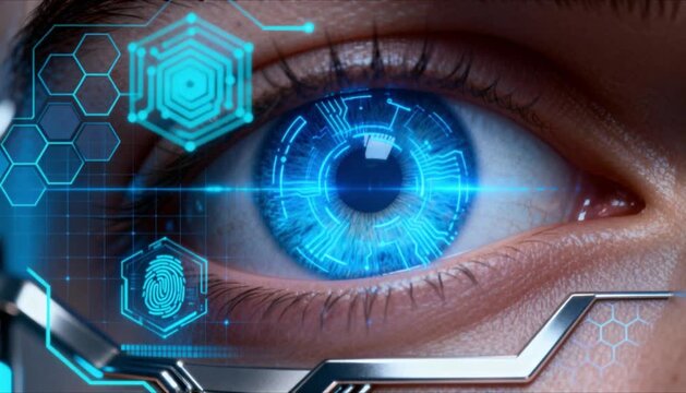 detailed 3d render of human eye iris scan for biometric security perfect for data privacy day