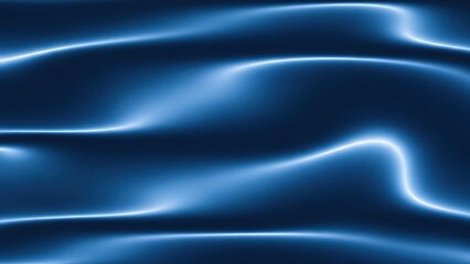 Abstract dark blue background with glowing white wavy light lines.
