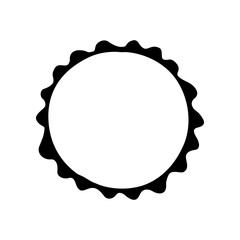 Hand drawn doodle Solid black  circle with wavy border frame