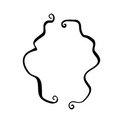 Hand drawn doodle frame with thin two parts with spiral ends