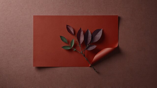 Generative AI illustration: red piece of paper with rose on it with detailed texture