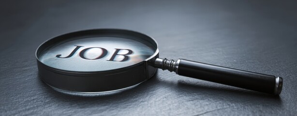 The Magnifying Glass Highlighting the Word Job on a Dark Surface