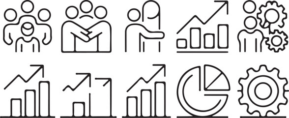 Business Growth and Performance Icons for Success.