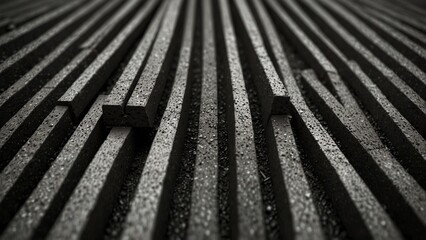 Creative composition of black and white photo of wooden bench - Generative AI