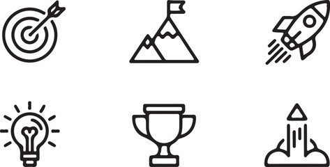 Achievement and Success Icons for Goals.