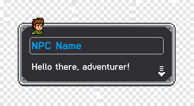 Pixel Art Style Game Npc Dialogue Interface For Fantasy Adventure