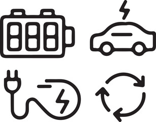 Energy and Power Sustainability Icons.