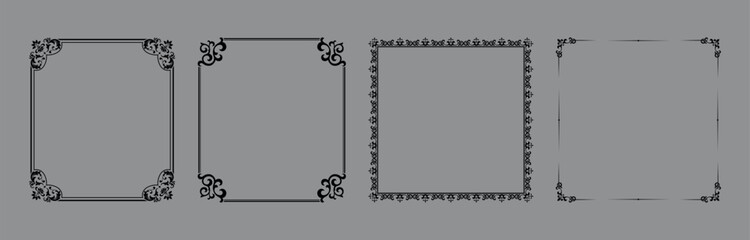 Set of decorative frames Elegant vector element for design in Eastern style, place for text. Floral black and gray borders. Lace illustration for invitations and greeting cards © ELENA