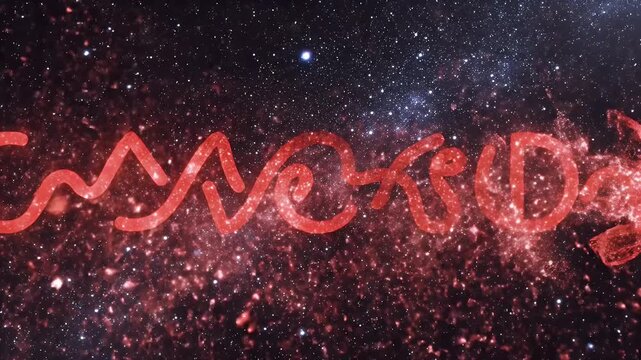 Red Energetic Shape in a Starfield - This video showcases a swirling red shape seemingly made of energy or plasma, set against the backdrop of a dark starfield dotted with numerous stars.