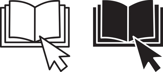 Open Book with Cursor Icon. Online Learning Icon&rdquo;E-Book Access Symbol