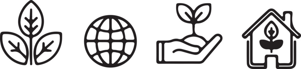 Environmental Icons Set for Renewable Energy and Sustainable Development.