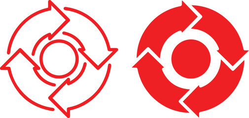 arrows in a circular pattern, simple black and white graphic design, geometric minimalist symbol, vector illustration