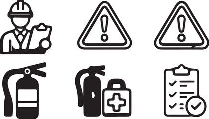 Warning and Medical Safety Line Icons for Emergency Design.