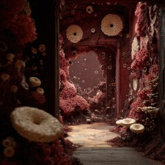 Organic Cave Interior with Textured Natural Surfaces