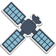 Stylized Satellite Icon with Solar Panels