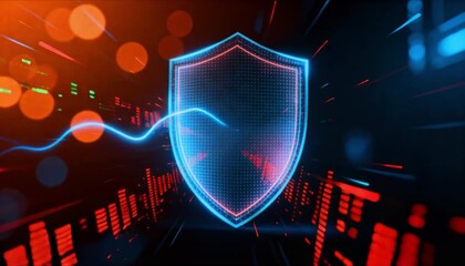 glowing digital shield defending against cyber attacks with bokeh background perfect for data privacy day - Powered by Adobe