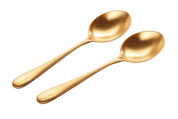 Two gold spoons placed on a plain surface showing their shiny finish and smooth design for culinary use