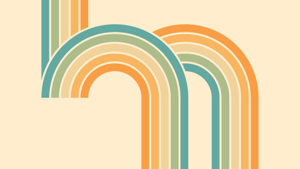 Abstract background of rainbow groovy Wavy Line design in 1970s Hippie Retro style. Vector pattern ready to use for cloth, textile, wrap and other.