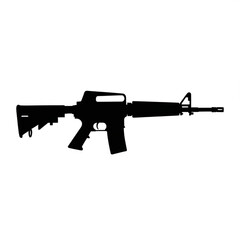 Black silhouette of a modern assault rifle on a